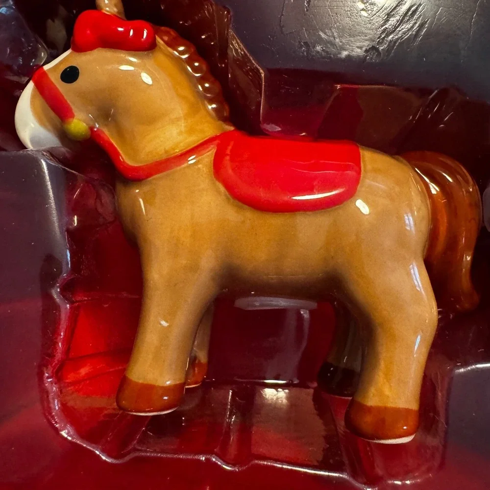 Hello Kitty Cowgirl Horse Sanrio salt & Pepper‎ NEW in box. Blue Sky Clayworks